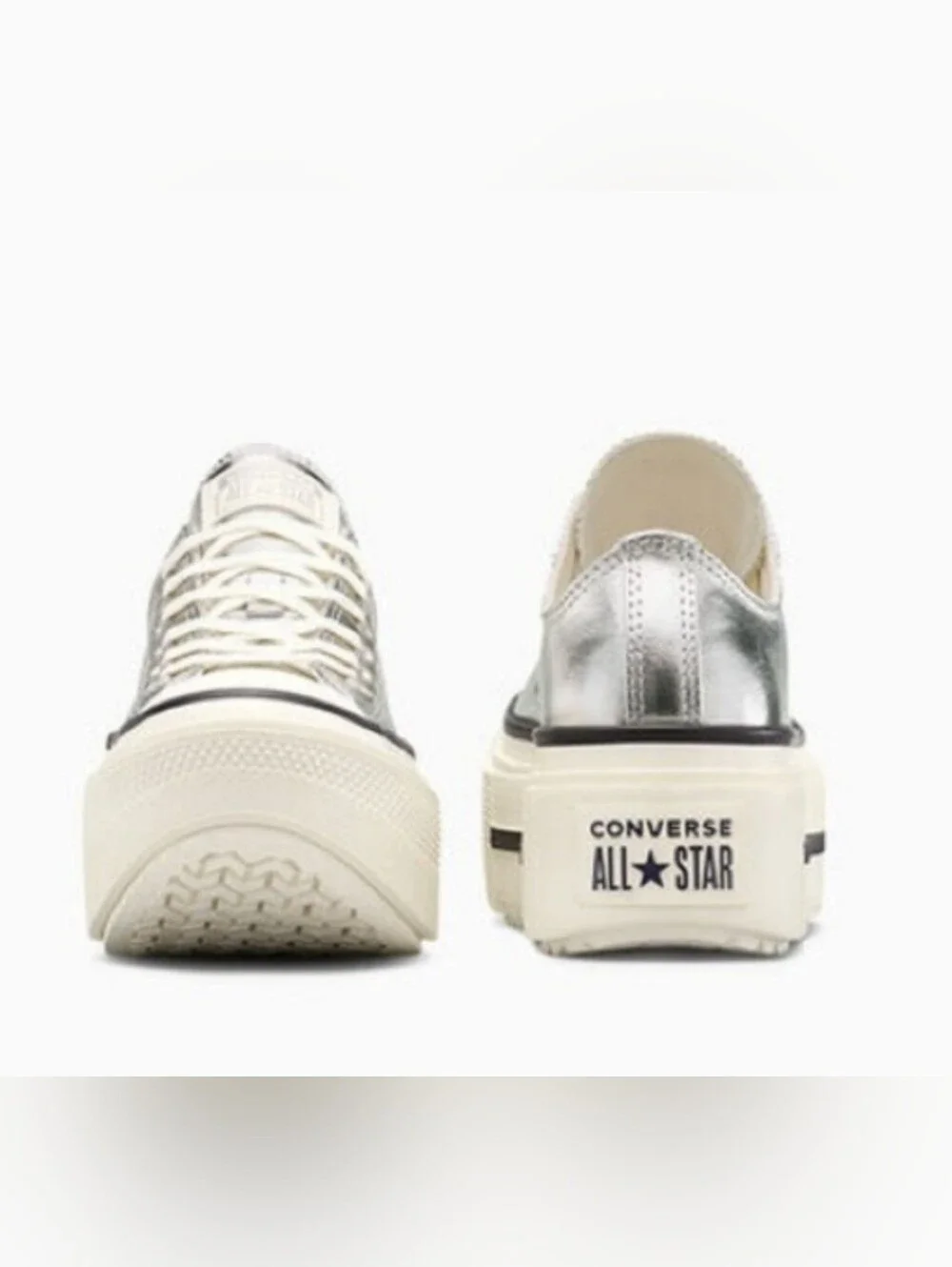 NEW! Converse Chuck Taylor Platform Low Top Sneakers Metallic Silver Sz 10 NWT - Picture 3 of 10